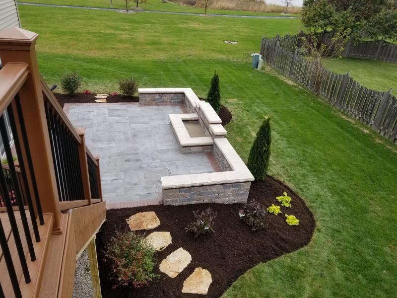 Rivenstone patio with fire pit